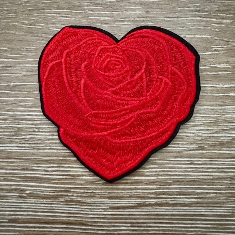 On A Whim Hats Red Rose Glitter Embroidered Patch