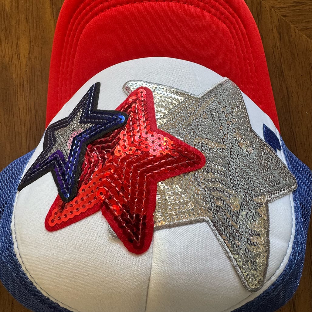 On A Whim Hats Red, White and Blue