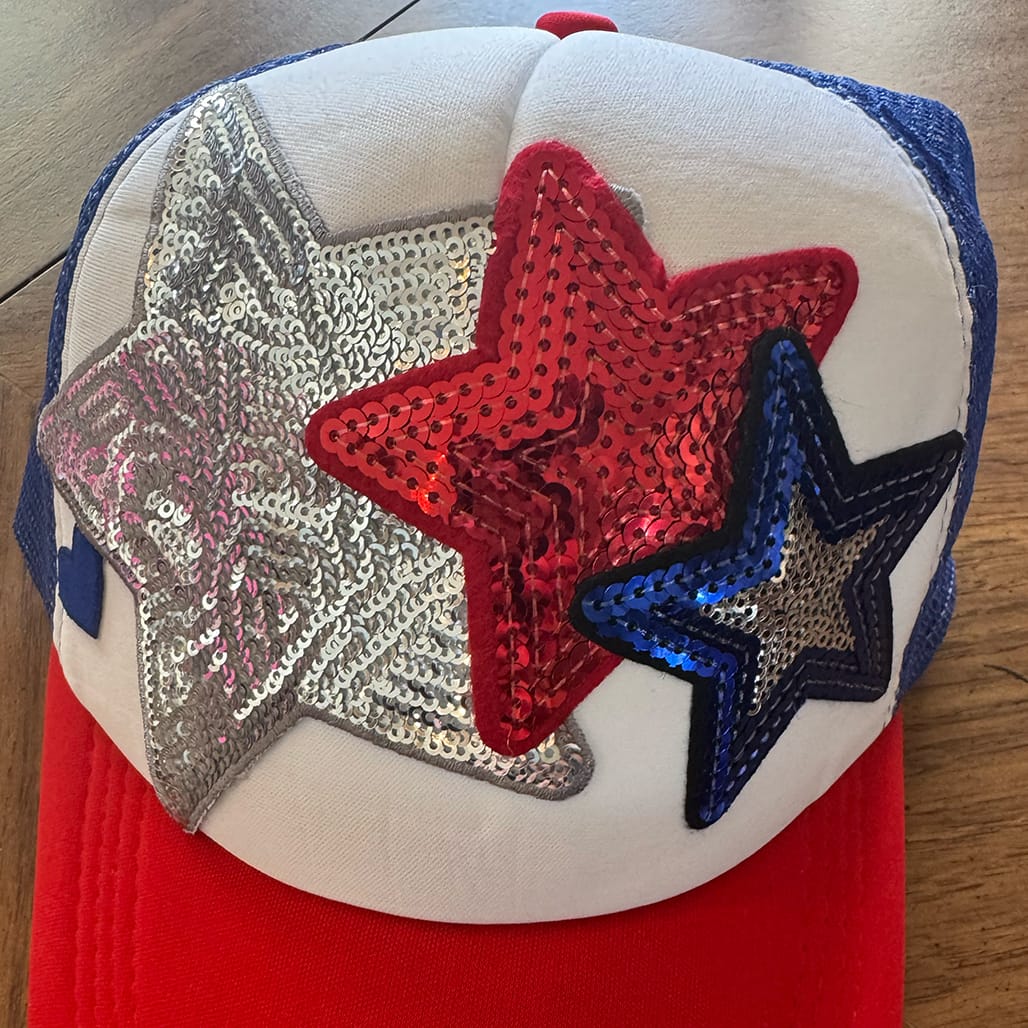On A Whim Hats Red, White and Blue