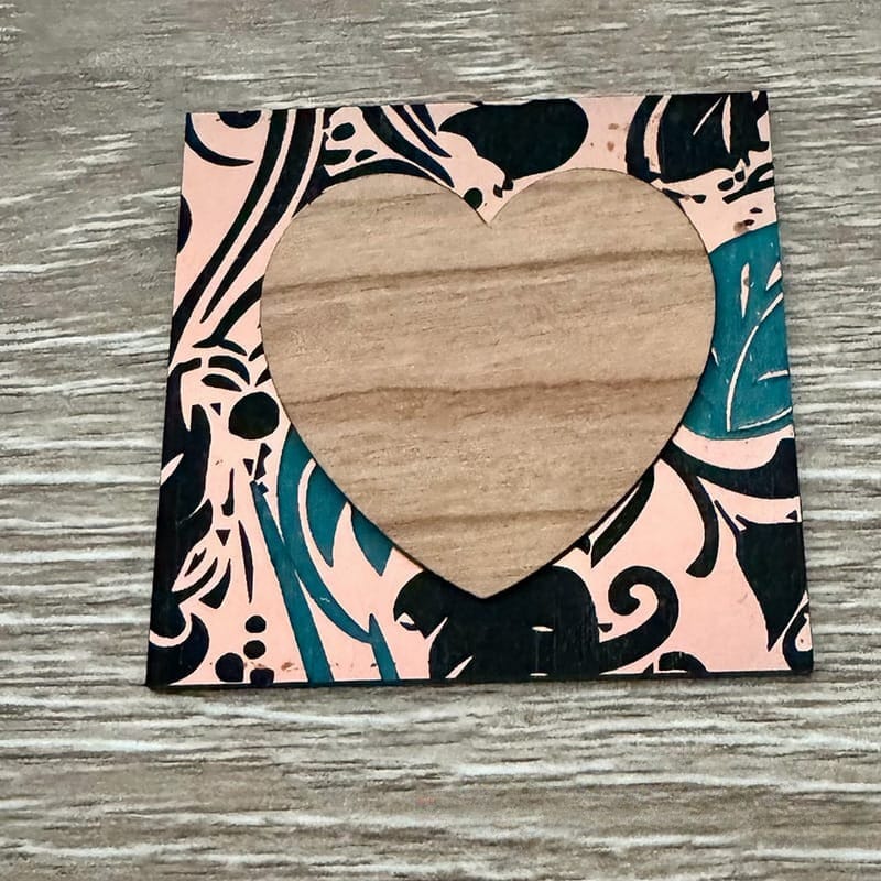 On A Whim Hats Reverse Wood and Acrylic Heart Iron-On Patch