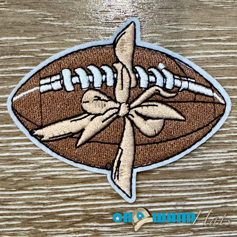 On A Whim Hats Ribbon Football Iron-On Patch