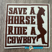 On A Whim Hats Ride a Cowboy Embroidered Iron-On Patch