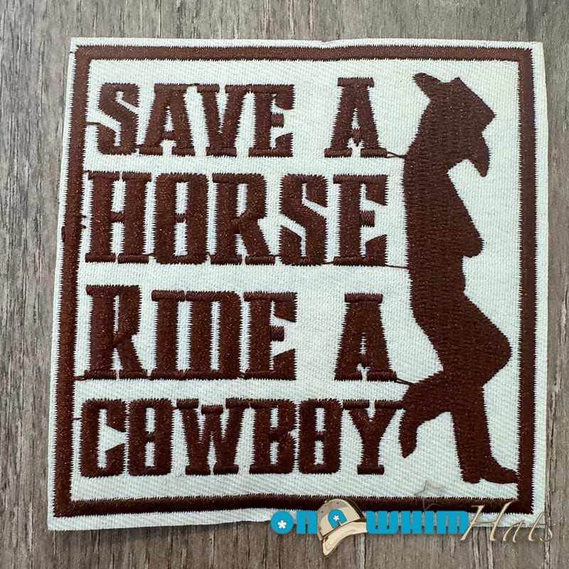 On A Whim Hats Ride a Cowboy Embroidered Iron-On Patch