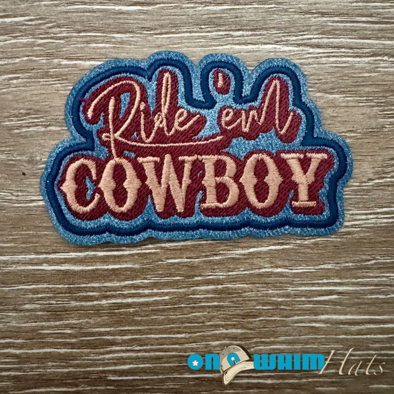 On A Whim Hats Ride 'Em Iron-On Leather Patch