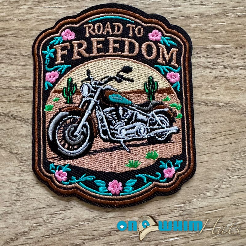 On A Whim Hats Road to Freedom Embroidered Iron-On Patch