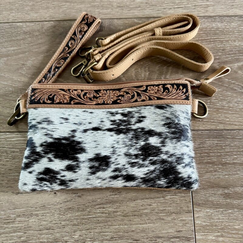 Rodeo genuine cowhide and leather crossbody and belt bag in Western style by On A Whim Hats
