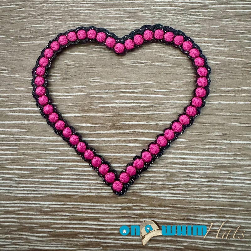 On A Whim Hats Rope Heart - Pink Iron-On Patch