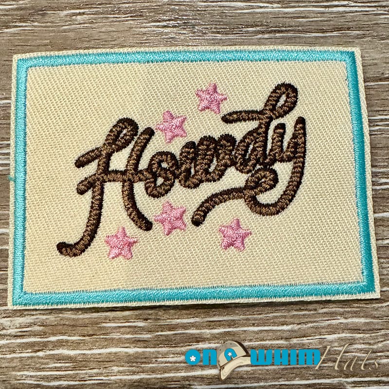 On A Whim Hats Rope Howdy Embroidered Iron-On Patch