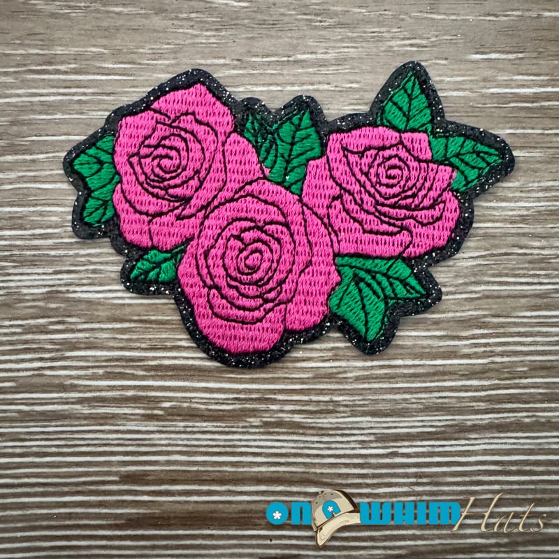 On A Whim Hats Rose Cluster Glitter Embroidered Patch