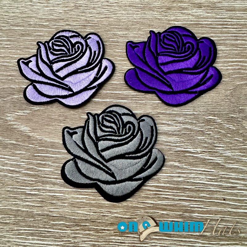 On A Whim Hats Rose Embroidered Patch