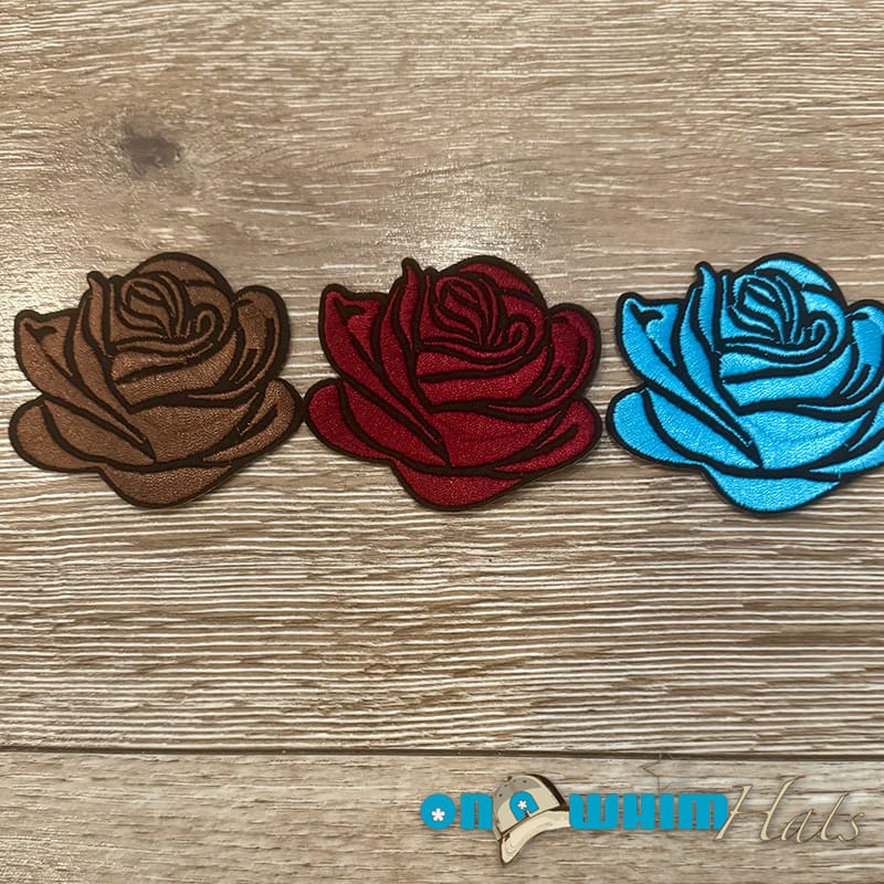 On A Whim Hats Rose Iron-On Patch