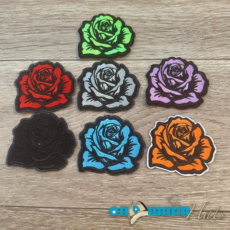On A Whim Hats Rose Iron-On Patch - Multiple Colors