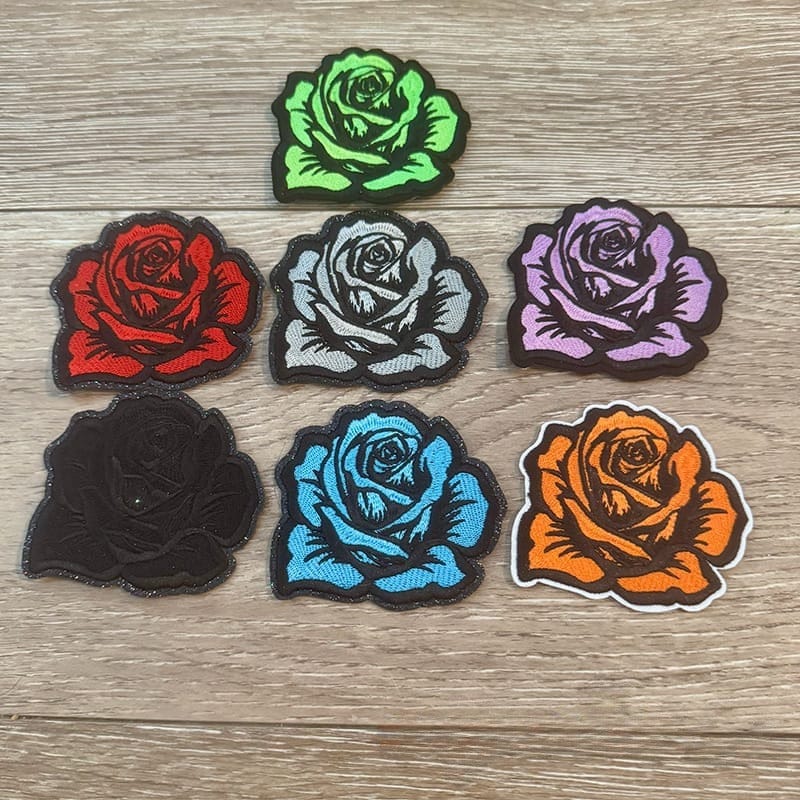 On A Whim Hats Rose Iron-On Patch - Multiple Colors