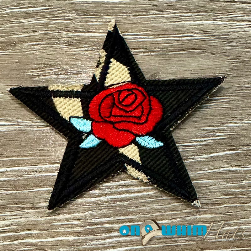 On A Whim Hats Rose Star Embroidered Patch