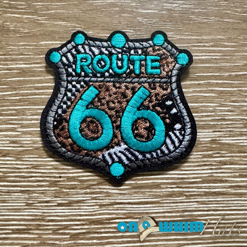 On A Whim Hats Route 66 Iron-On Patch