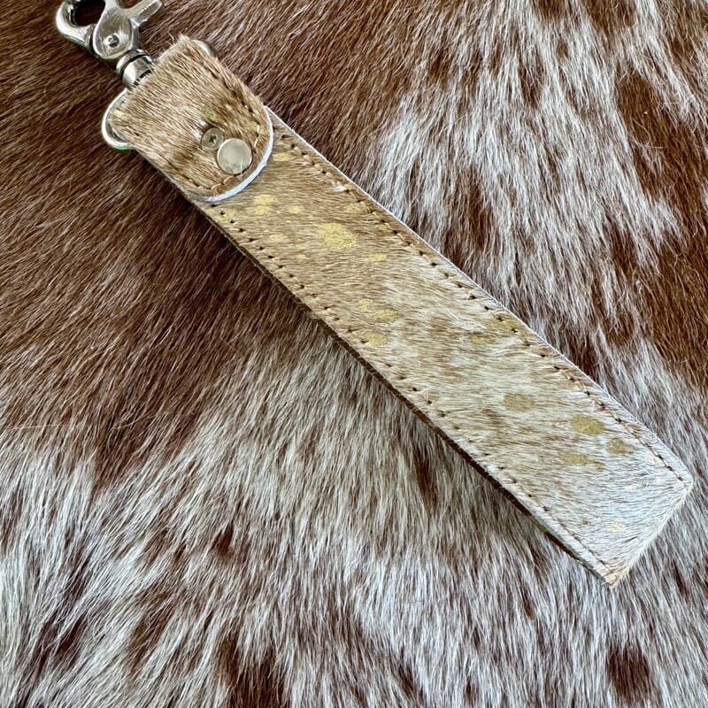 On A Whim Hats Rowdy Hand-Tooled Leather with Cowhide Key Fob