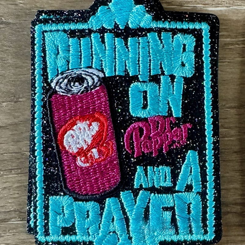 On A Whim Hats Running on Diet Dr Pepper Iron-On Patch