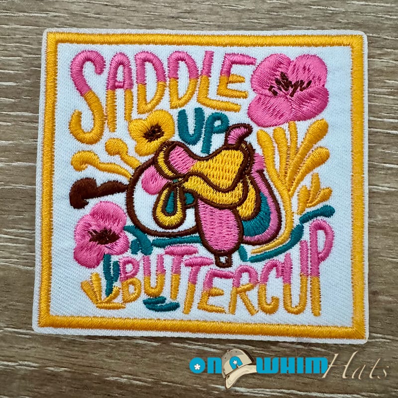 On A Whim Hats Saddle Up Buttercup Iron-On Patch