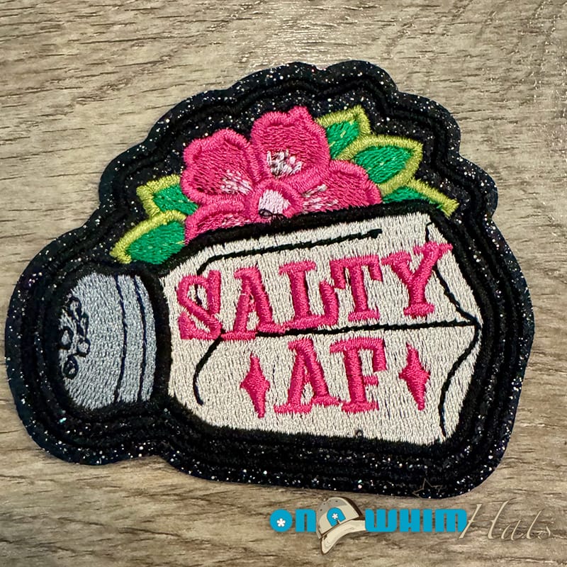 On A Whim Hats Salty AF Glitter Iron-On Patch
