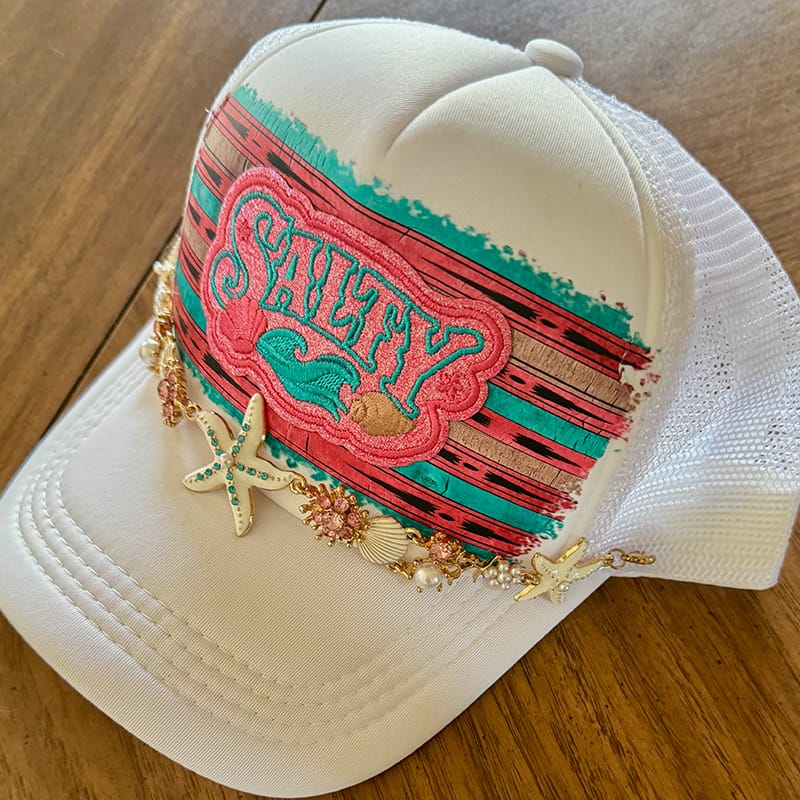 On A Whim Hats Salty Girl Handmade Trucker Hat