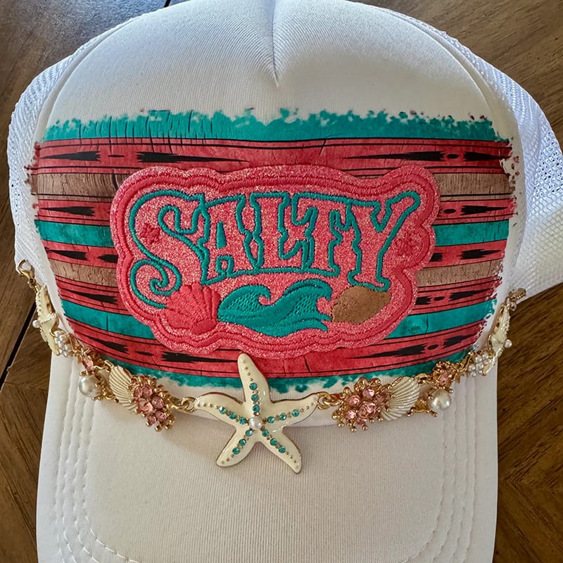 On A Whim Hats Salty Girl Handmade Trucker Hat