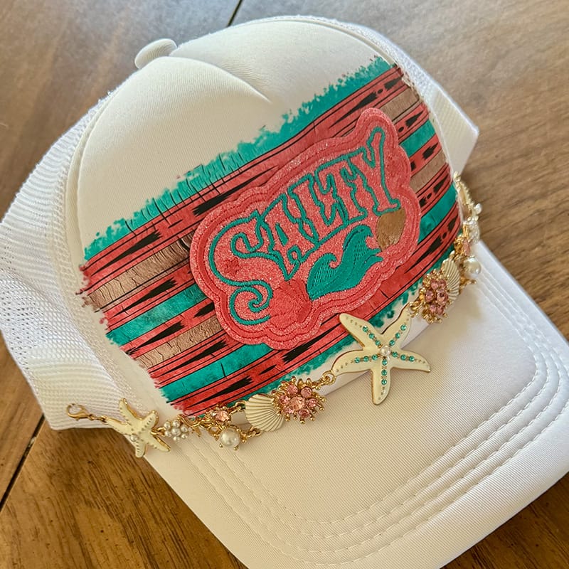 On A Whim Hats Salty Girl Handmade Trucker Hat