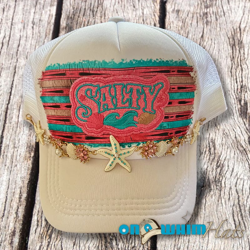 On A Whim Hats Salty Girl Handmade Trucker Hat