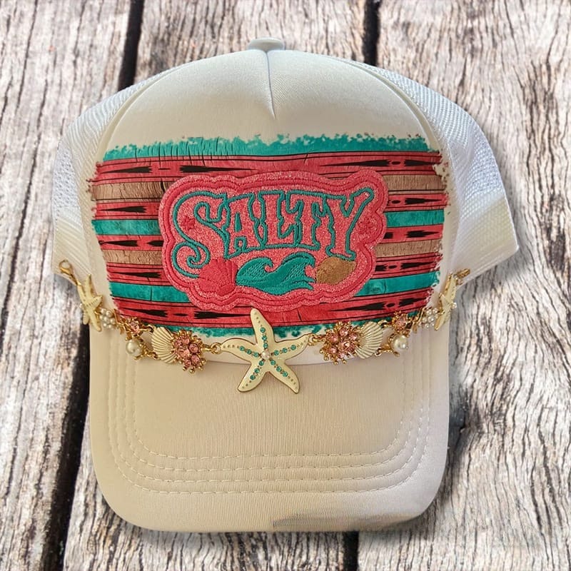 On A Whim Hats Salty Girl Handmade Trucker Hat