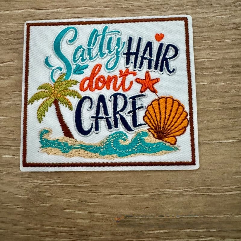 On A Whim Hats Salty Hair On Iron-On Patch