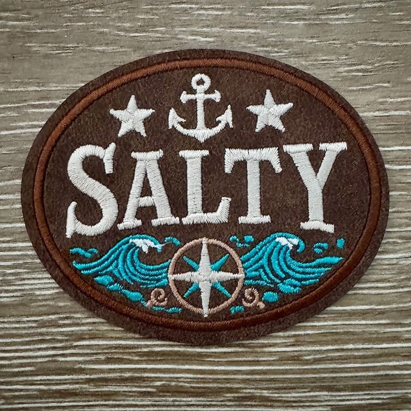 On A Whim Hats Salty Leather Iron-On Patch