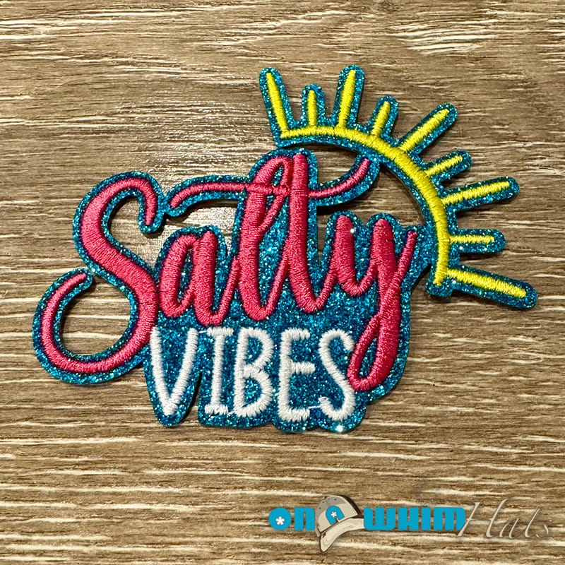 On A Whim Hats Salty Vibes Embroidered Iron-On Patch