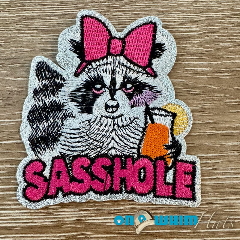 On A Whim Hats Sasshole Raccoon Iron-On Patch