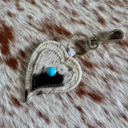 Sassy genuine cowhide heart key fob with keyring by On A Whim Hats