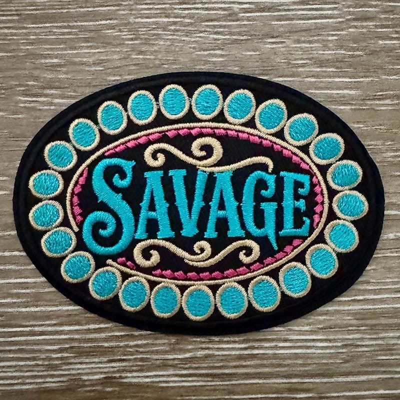 On A Whim Hats Savage Iron-On Patch