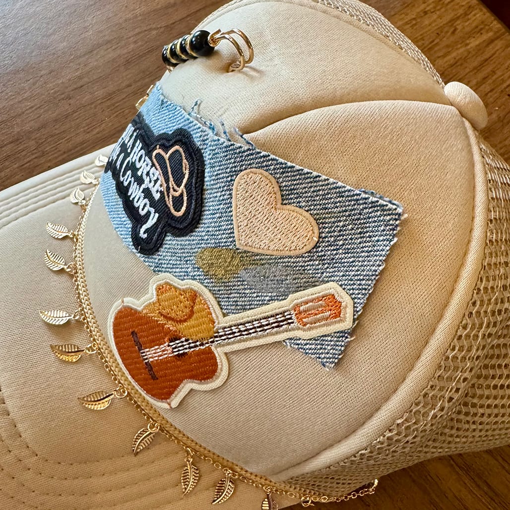 On A Whim Hats Save a Horse Ride a Cowboy Handmade Trucker Hat with Recycled Denim