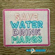 On A Whim Hats Save Water Iron-On Patch