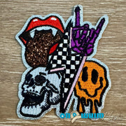 On A Whim Hats Scary Lightening Bolt Embroidered Iron-On Patch
