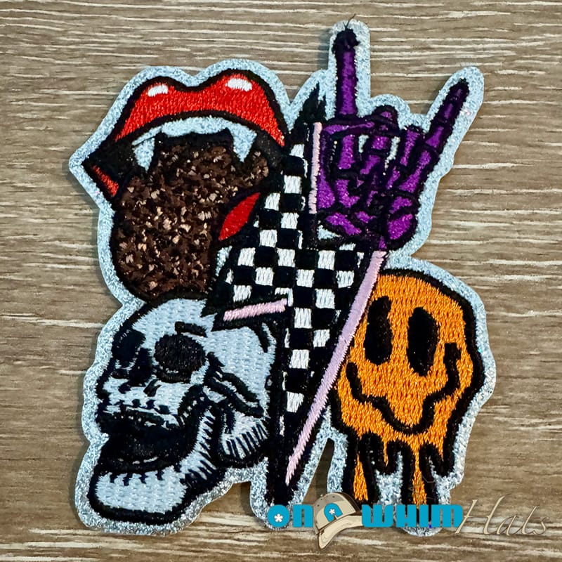 On A Whim Hats Scary Lightening Bolt Embroidered Iron-On Patch