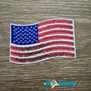 On A Whim Hats Sequin American Flag Iron-On Patch