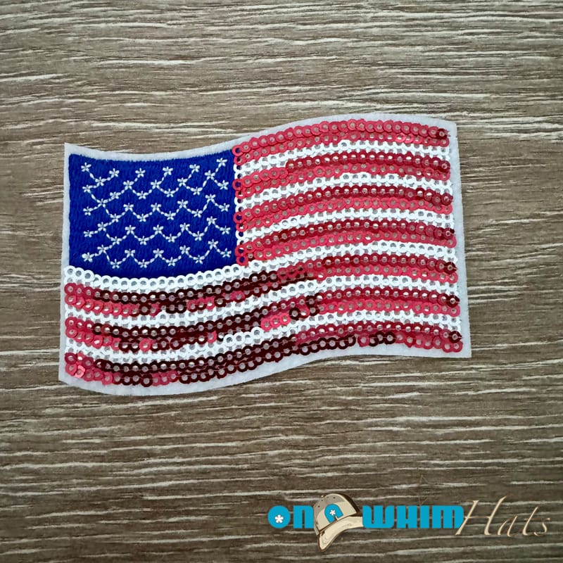 On A Whim Hats Sequin American Flag Iron-On Patch