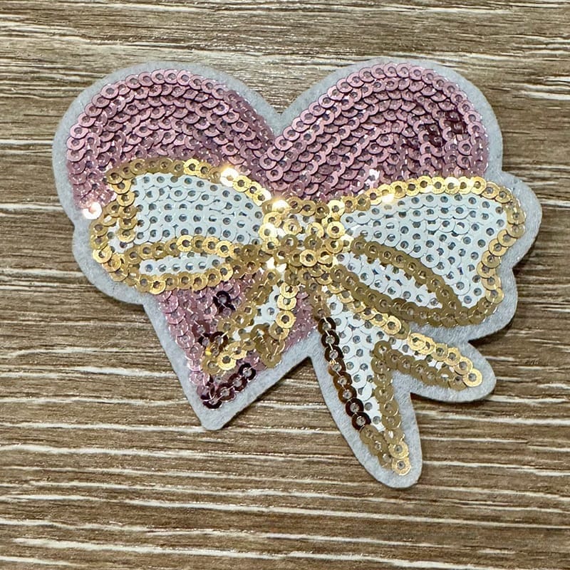 On A Whim Hats Sequin Baby Pink Heart Iron-On Patch
