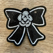 On A Whim Hats Sequin Black Bow Iron-On Patch