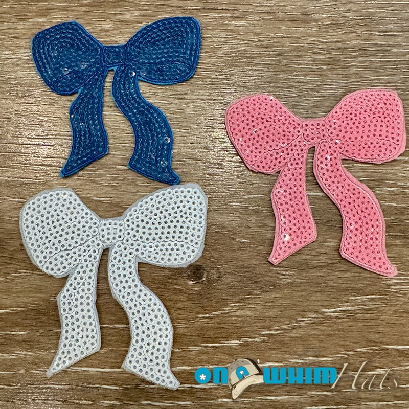 On A Whim Hats Sequin Bows Iron-On Patches