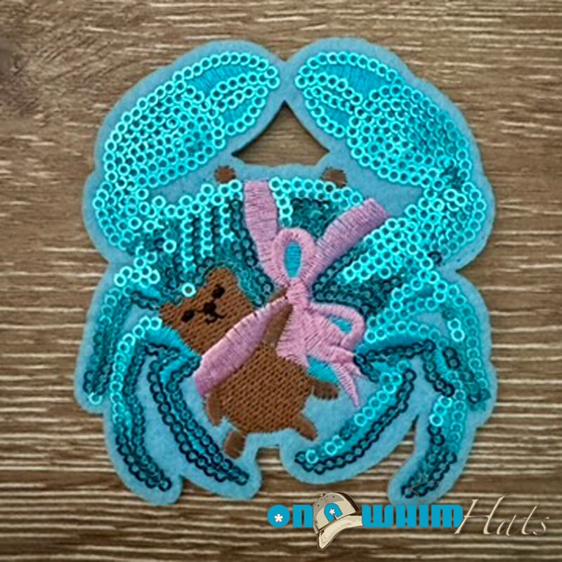 On A Whim Hats Sequin Crab Iron-On Patch