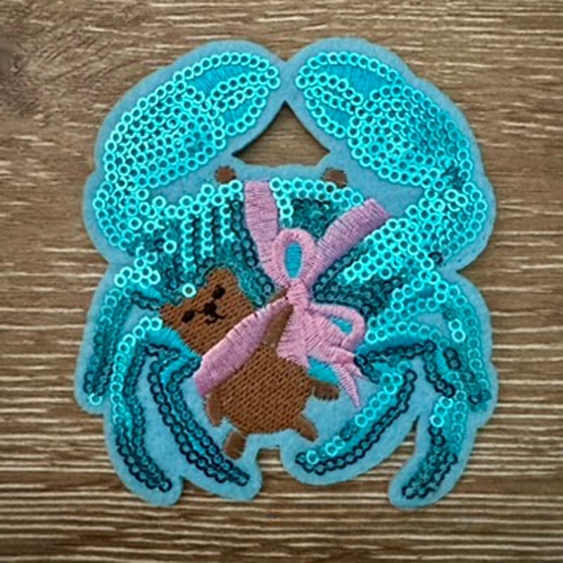 On A Whim Hats Sequin Crab Iron-On Patch