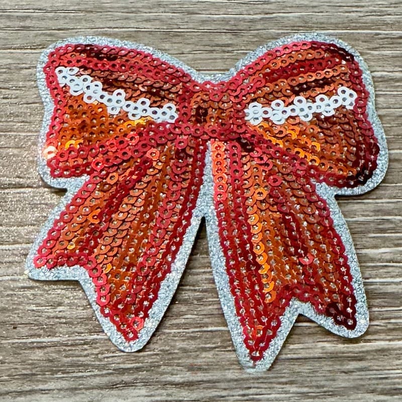 On A Whim Hats Sequin Football Bow Embroidered Iron-On Patch