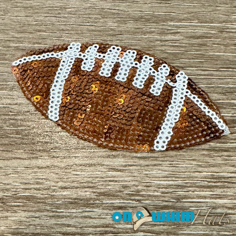 On A Whim Hats Sequin Football Embroidered Iron-On Patch