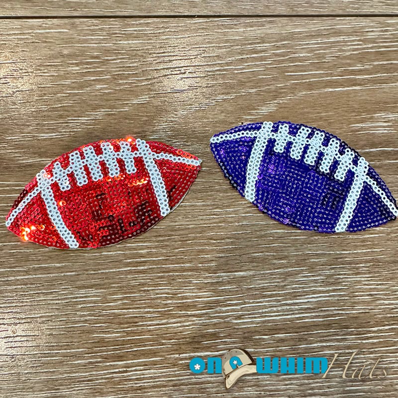 On A Whim Hats Sequin Footballs Iron-On Patch