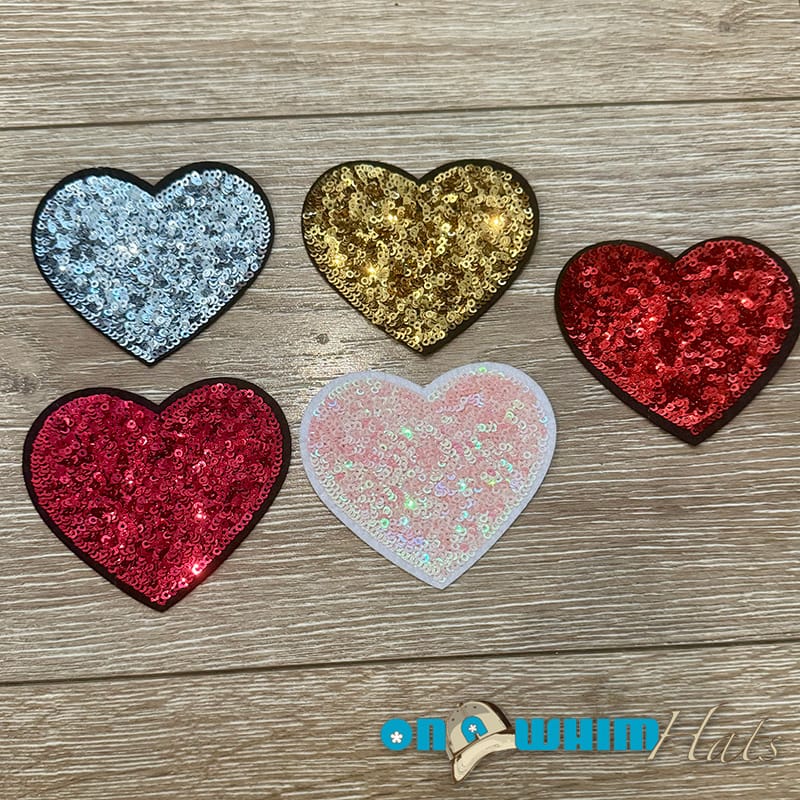 On A Whim Hats Sequin Heart Iron-On Patch