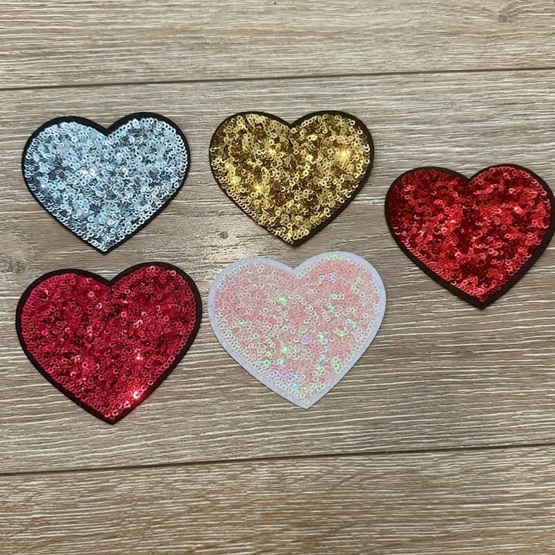 On A Whim Hats Sequin Heart Iron-On Patch